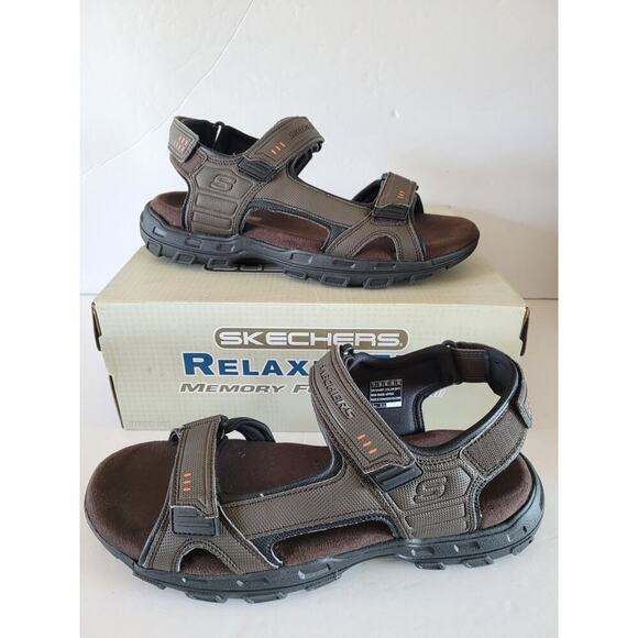 Skechers Mens SZ 11 Garver Louden Brown Outdoor Sandals Adjustable Relaxed Fit - Picture 2 of 10